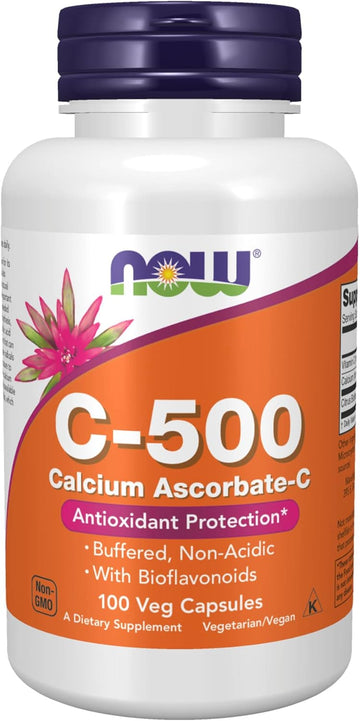 NOW Supplements, Vitamin C-500 Calcium Ascorbate, Antioxidant Protection*, 100 Veg Capsules