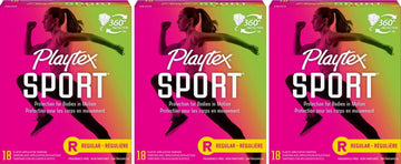 Playtex Sport Tampons, Regular Absorbency, Fragrance-Free - 54Ct (3 Packs Of 18Ct)