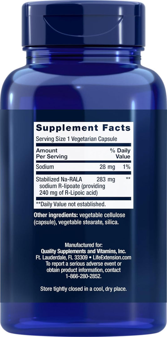 Life Extension Super R Lipoic Acid 240Mg, 90 Capsules, Vegetarian