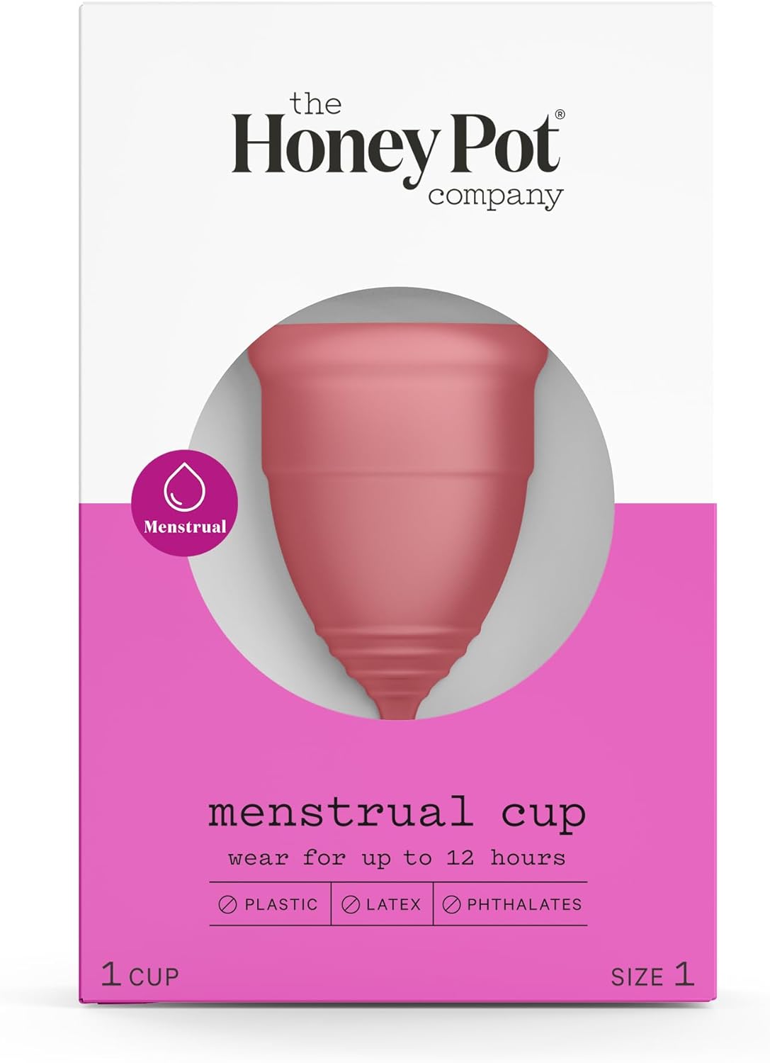 The Honey Pot Company - Menstrual Cup - 12 Hour Reusable Protection For Periods - Natural Feminine Hygiene Products - Hypoallergenic & Flexible Medical-Grade Silicone - Feminine Care - Size 1