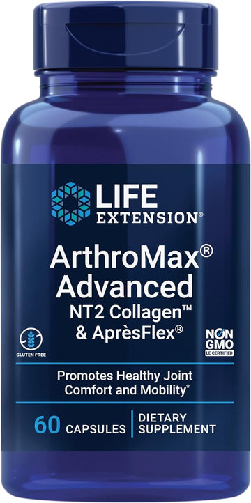 Life Extension Arthromax® Advanced Nt2 Collagen™ & Aprèsflex®, Glucosamine Sulfate, Boswellia (Indian Frankincense), Joint Health, Mobility, Gluten-Free, Non-Gmo, 60 Capsules