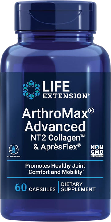 Life Extension Arthromax® Advanced Nt2 Collagen™ & Aprèsflex®, Glucosamine Sulfate, Boswellia (Indian Frankincense), Joint Health, Mobility, Gluten-Free, Non-Gmo, 60 Capsules