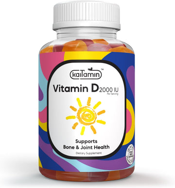 Vitamin D Gummies 2000 IU - Vegetarian, Non-GMO, Gluten-Free | Supports Immune Health, Heart, Joints, and Strong Bones for Adults and Kids - Grow Taller and Stronger- 120 Gummies