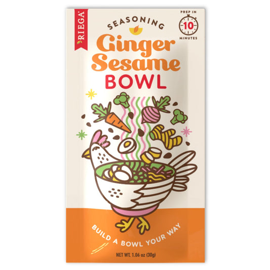 Riega Ginger Sesame Bowl Seasoning, Perfect Asian Seasonings Spice Mix for Sesame Ginger Rice or Salad Bowls, 1.06 Ounce (Pack of 8)