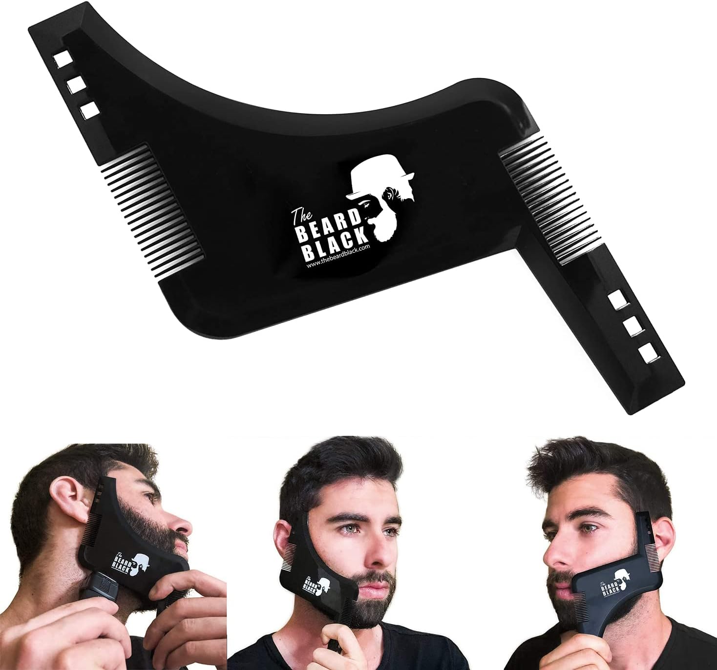 The Beard Black Beard Shaping & Styling Tool With Inbuilt Comb, Perfect For Line Up & Edging, Use With Beard Trimmer Or Razor