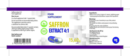 Hepatica Saffron Supplement 800Mg | 4:1 Extract (200Mg) | 60 Vegan Capsules | High Strength Mood, Eye & Cognitive Support | 3Rd Party Lab Tested