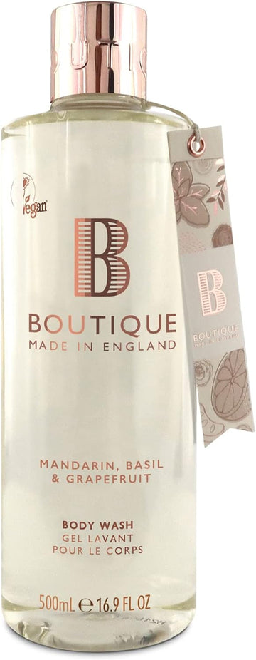 Boutique Mandarin, Basil & Grapefruit Fragrance Refreshing Body Wash 500Ml - Relaxing Blend Of Essential Oils - Vegan And Cruelty Free, No Sls Or Parabens - Made In England