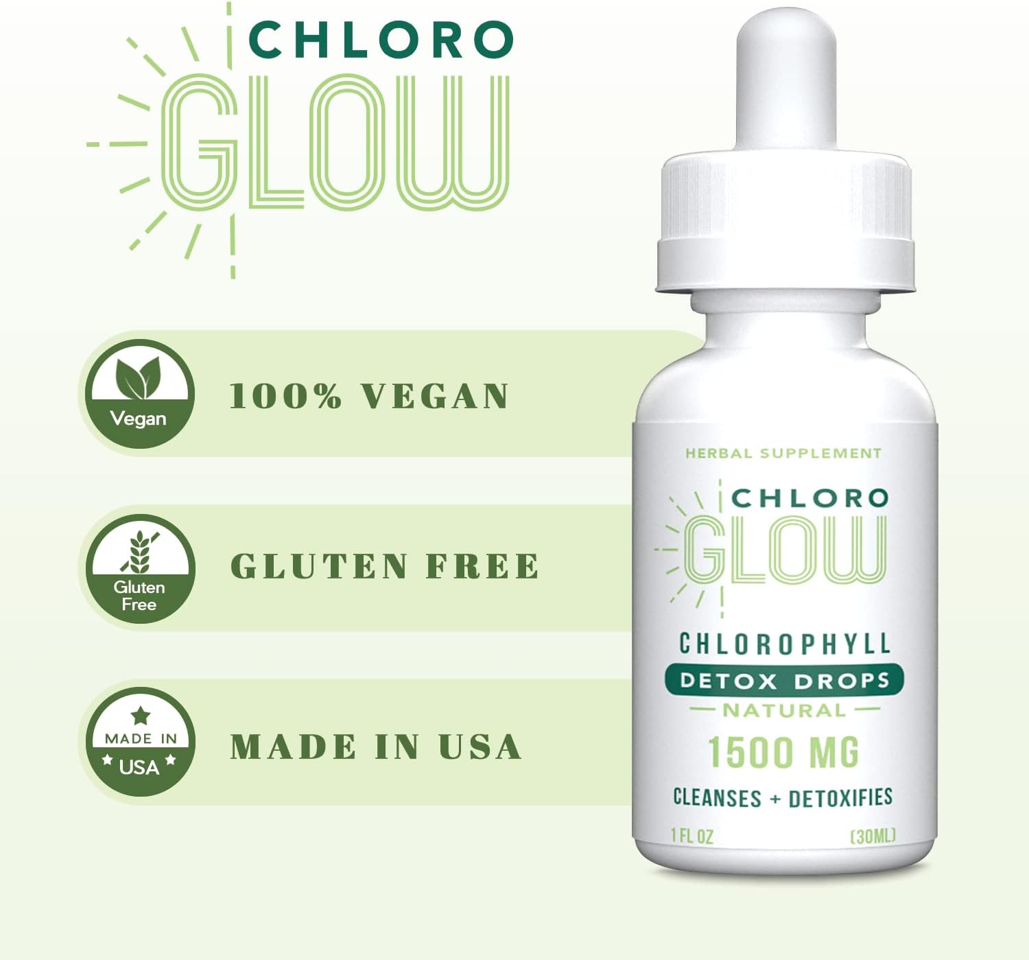 Chloroglow Liquid Chlorophyll Oxygen Drops 1500mg | Energy Supplement and Immune Support, Natural Detox, Altitude Sickness Prevention and Body Deodorizing Supplement 30ml : Health & Household