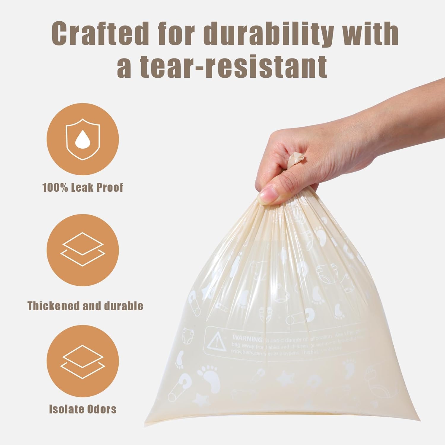 Diaper Bags Disposable For Baby, Biodegradeable Dirty Diaper Bags (8 Refill Rolls/120 Bags) With Dispenser, Leak Proof Diaper Trash Bags, Baby Poop Bags, Lavender Scent
