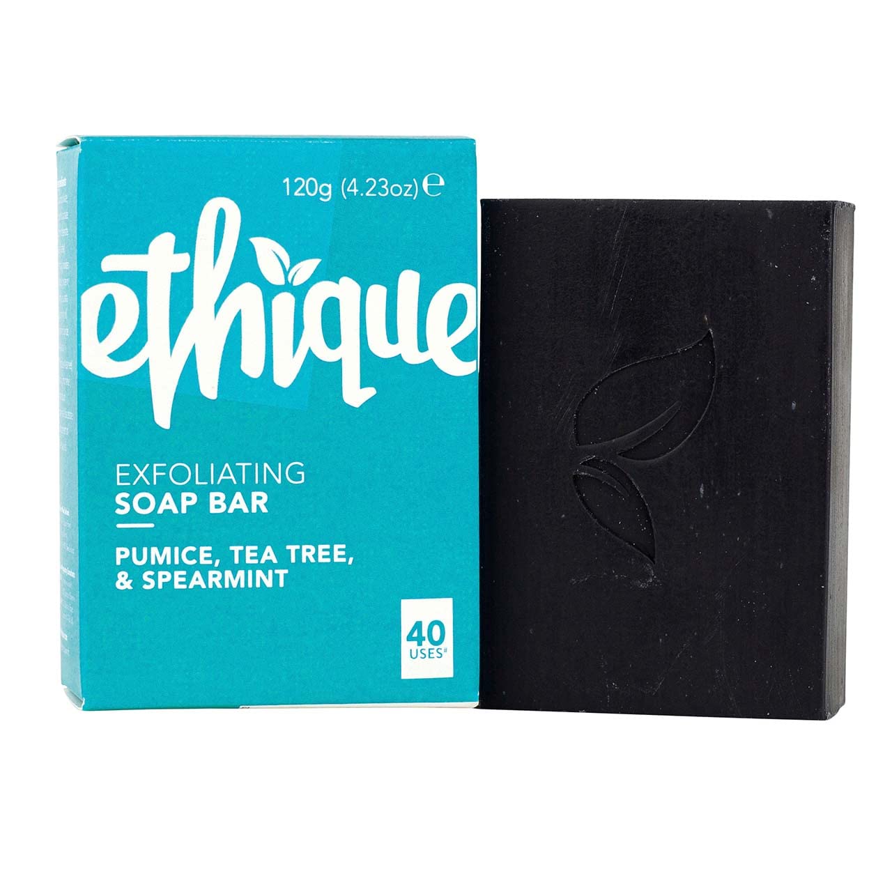 Ethique Exfoliating Pumice, Tea Tree, & Spearmint Soap Bar - Body Wash for All Skin Types - Plastic-Free, Vegan, Cruelty-Free, Eco-Friendly, 4.23 oz (Pack of 1)