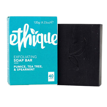 Ethique Exfoliating Pumice, Tea Tree, & Spearmint Soap Bar - Body Wash for All Skin Types - Plastic-Free, Vegan, Cruelty-Free, Eco-Friendly, 4.23 oz (Pack of 1)