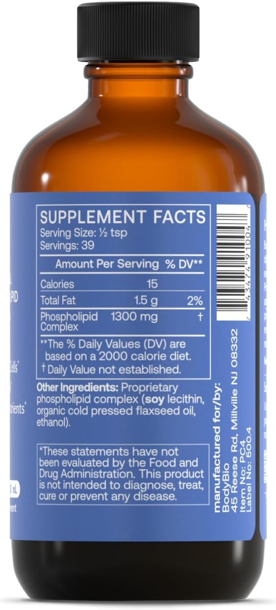 Bodybio Pc - Phosphatidylcholine For Brain Health, Mental Clarity, Cognitive Function, Cellular Repair & Healthy Aging, Phospholipid Complex Supplement For Gentle Daily Detox : Health & Household