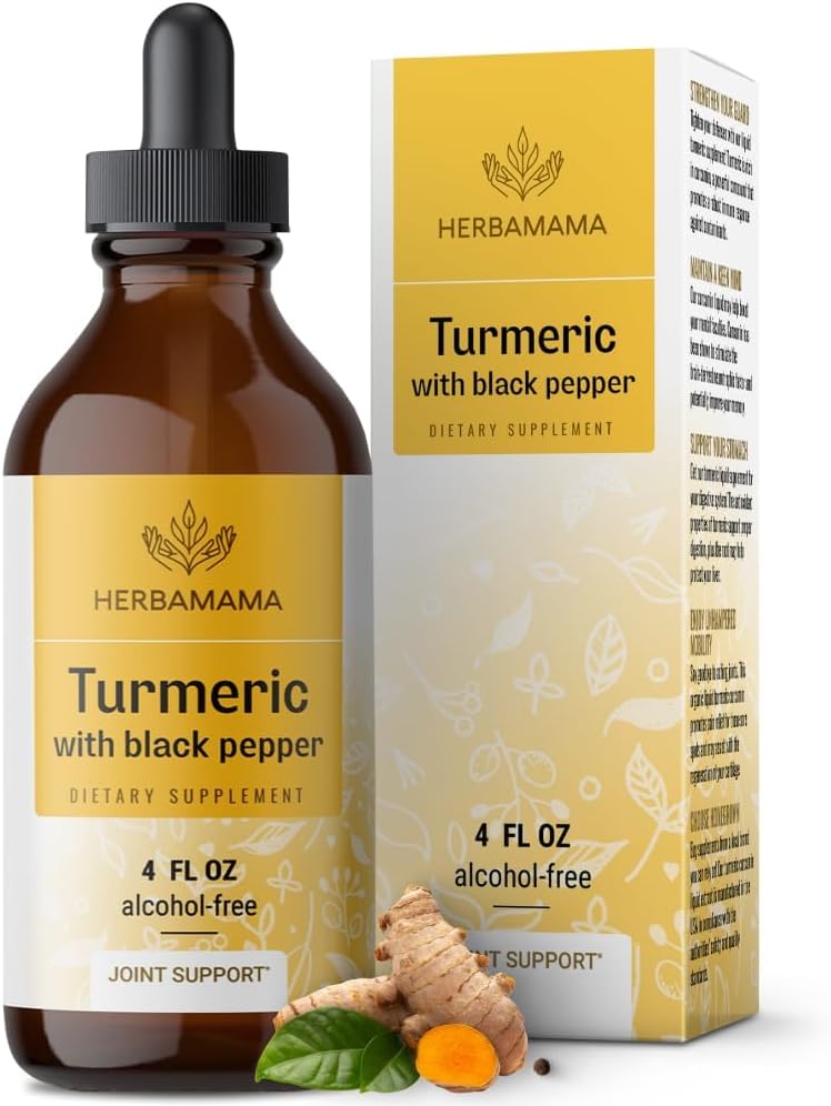 Herbamama Turmeric Extract - Liquid Turmeric Curcumin With Black Pepper Joint Health Supplement - Vegan Digestion And Joint Support Turmeric Drops - Alcohol & Sugar-Free, 21-Day Supply