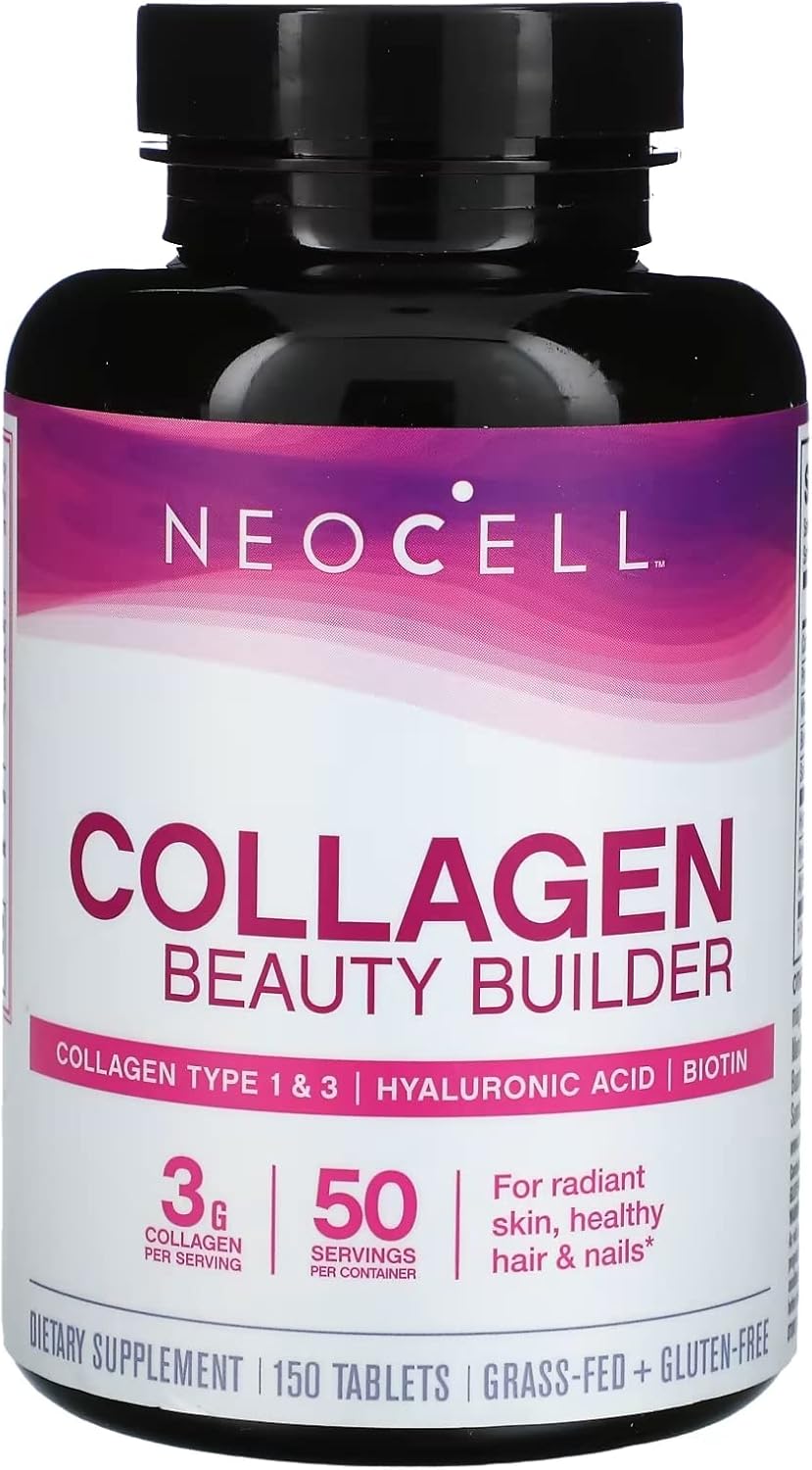 NeoCell Collagen Beauty Builder With Hyaluronic Acid and Biotin, Skin, Hair and Nails Supplement, Includes Antioxidants, Tablet, 150 Count, 1 Bottle