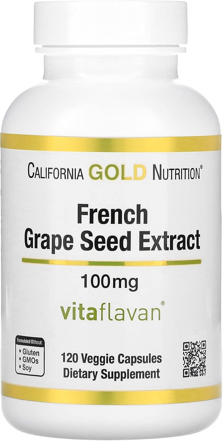 California Gold Nutrition French Grape Seed Extract, Vitaflavan, 100 Mg, 120 Veggie Capsules