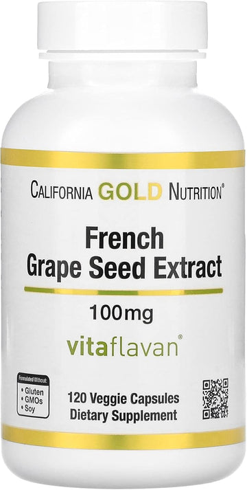 California Gold Nutrition French Grape Seed Extract, Vitaflavan, 100 Mg, 120 Veggie Capsules