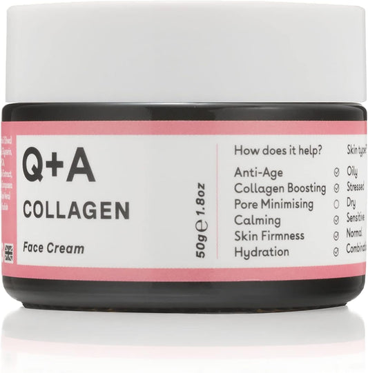 Q+A Collagen Face Cream (50G), Natural Skincare Anti-Ageing Face Care With Plant-Powered Collagen, Shea Butter And Magnesium, Hydrating And Firming Day Cream