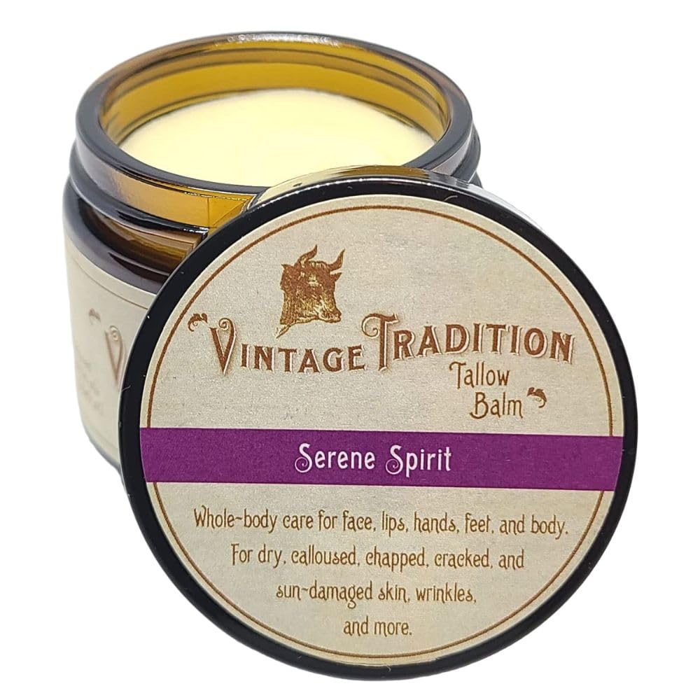 Vintage Tradition Beef Tallow All Purpose Balm - Healing, Hydrating Fragrant Forest Skin Care Salve Replaces Body Lotion, Hand Cream, More - Essential Oil, Olive Oil, And Grass-Fed Tallow, 2 Fl Oz