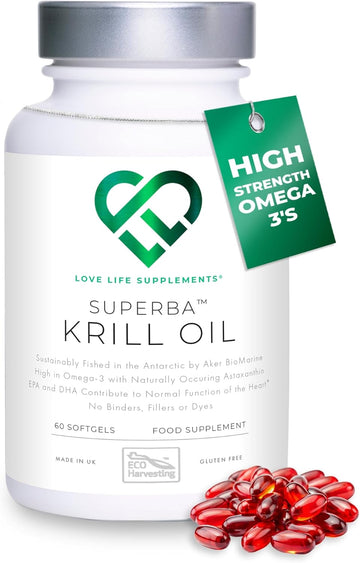 Krill Oil Omega 3 Capsules High Strength 1000Mg | Sustainably Fished In Antarctic | 60 Red Softgels | Joint Care Supplements | With Powerful Antioxidant Astaxanthin And Phospholipids For Absorption