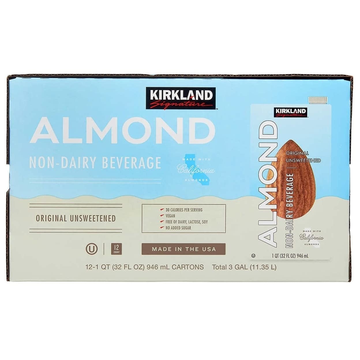 Kirkland Signature Almond Milk, 32 Fluid Ounce (12 Count)