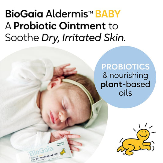 Biogaia Aldermis Baby Probiotic Ointment, Soothes Dry & Irritated Skin, Microbiome-Friendly With Plant-Based Oils, For Babies & Toddlers, 0.8Oz