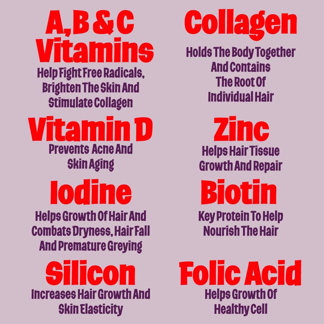 70 Hair Gummies Biotin 6000mcg Collagen Silicon PABA & Multivitamins | Hair Skin and Nails Vitamins Gummy for Women | B Complex Folic Acid 400mcg Vitamin A C D E & Zinc for Hair Growth | Pectin-Based : Health & Household