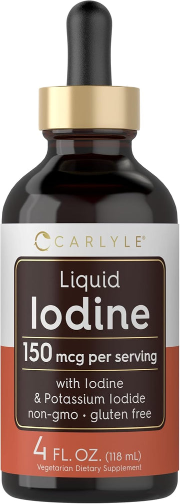 Carlyle Liquid Iodine Drops 4 Fl Oz | 150 Mcg | Iodine & Potassium Iodide Supplement | Vegetarian Liquid Tincture | Non-Gmo, Gluten Free