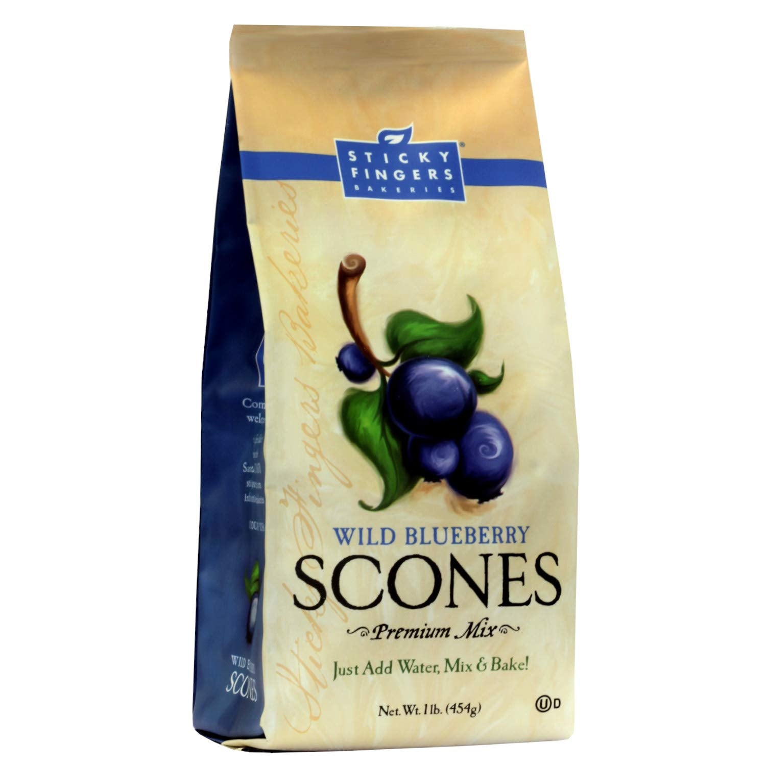 English Scone Mix, Wild Blueberry by Sticky Fingers Bakeries – Easy to Make English Scones Fresh Baked, Makes 12 Scones (1pk)