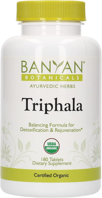 Banyan Botanicals Triphala Tablets - Organic Triphala Supplement with Amla, Haritaki & Bibhitaki ? for Daily Detoxifying, Cleansing, & Rejuvenating* ? 180 Tablets ? Non-GMO Sustainably Sourced Vegan