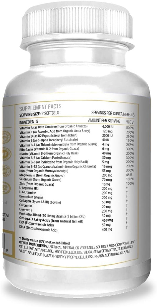 Actif Surgery Recovery Supplement With 20+ Advanced Factors And Omega-3 – Non Gmo, Made In Usa, 90 Count Double Chlorella Factor + Zinc