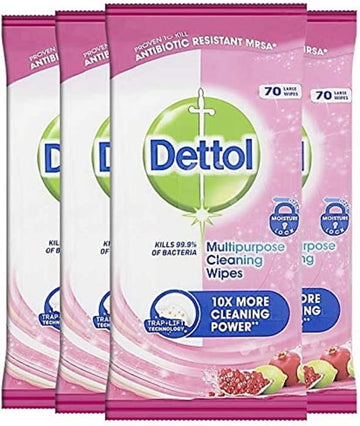 Dettol Antibacterial Citrus Surface Wipes, 70 Large Sheets, Pack Of 1 - Ideal For First Aid Kit, Home Cleaning, Germ Protection, Multi-Purpose Disinfectant