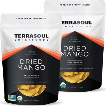 Terrasoul Superfoods Organic Dried Mango Slices, 2 Lbs (2 Pack) - Naturally Sweet & Tart | No-Added Sugar | Healthy Prebiotic