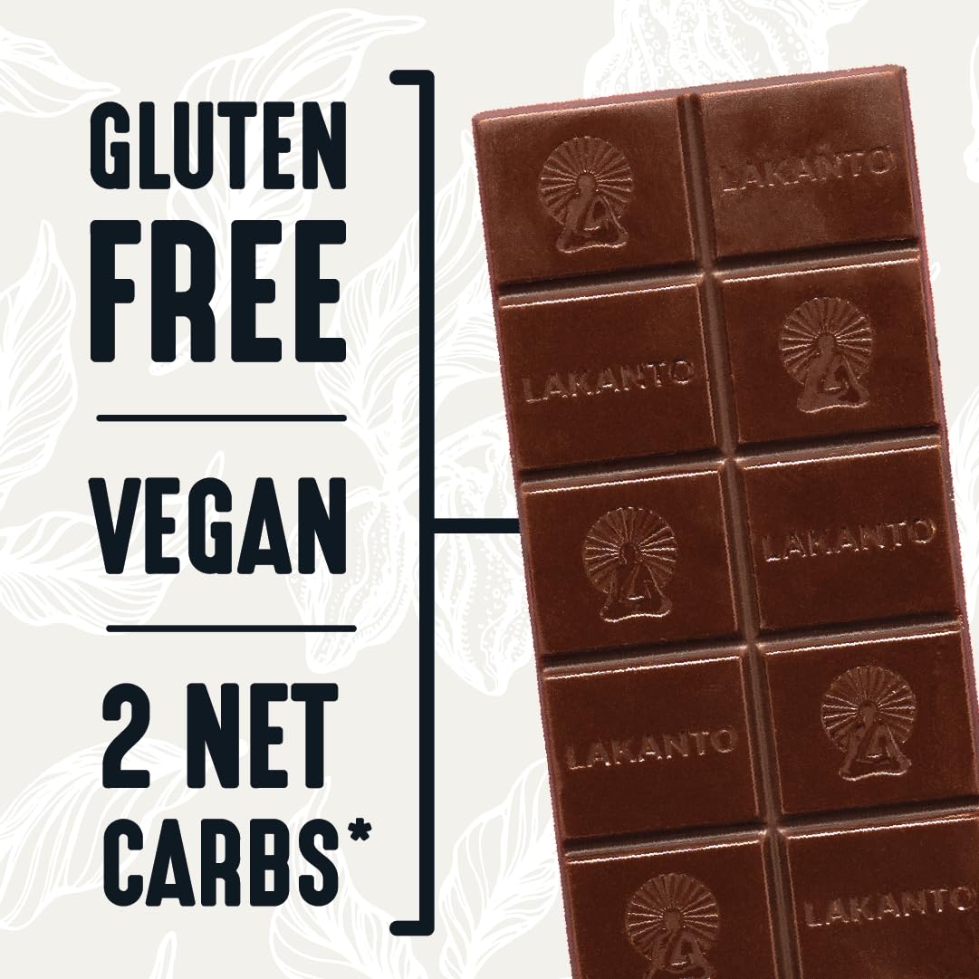 Lakanto Sugar Free Coconut Chocolate Bars - Monk Fruit Sweetener and Erythritol, 55% Cacao, Premium Chocolate, Rich Taste, Cocoa Butter, Vegan, Gluten Free, Sea Salt (Coconut - 12 Bars - Pack of 1) : Grocery & Gourmet Food