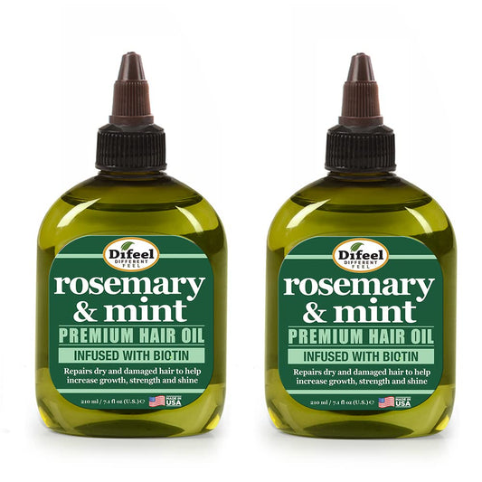 Difeel Rosemary And Mint Premium Hair Oil With Biotin 7.1 Ounce. - Deluxe 2-Pc Gift Set