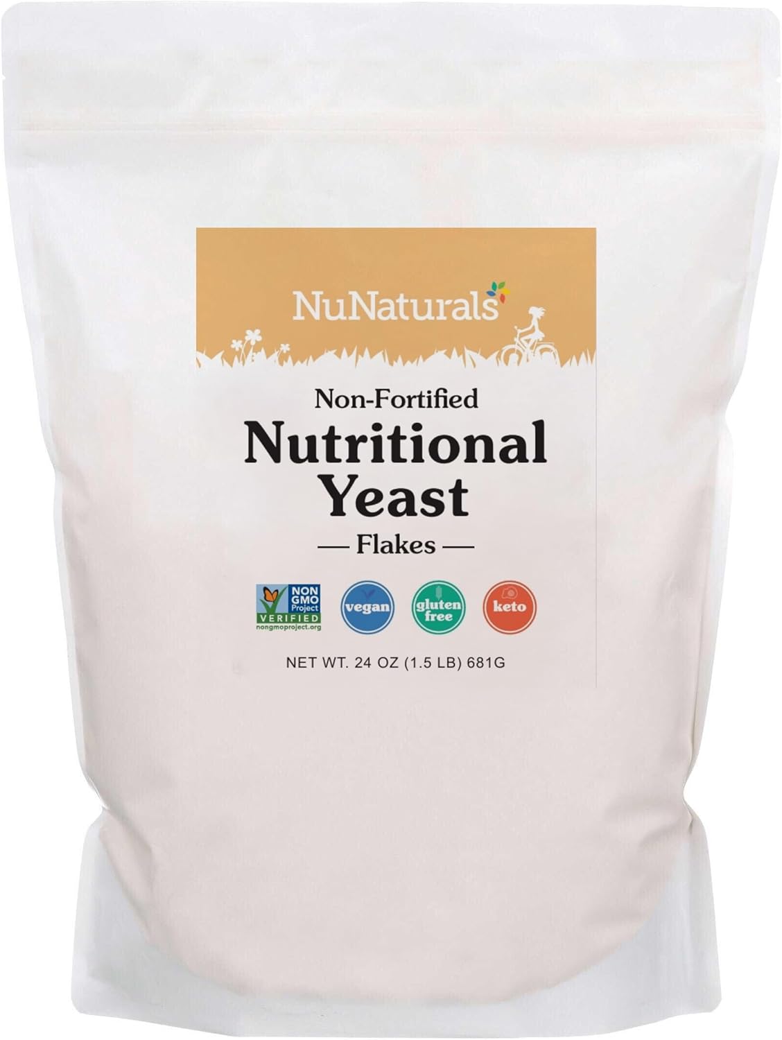 Nunaturals Non-Fortified Nutritional Yeast Flakes, Vegan, Vegetarian, 24 Oz