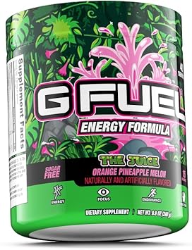 G Fuel The Juice Energy Powder, Sugar Free, Clean Caffeine Focus Supplement, Water Mix, Orange, Pineapple & Melon Punch Flavor, Focus Amino, Vitamin + Antioxidants Blend - 9.9 oz (40 Servings) : Health & Household