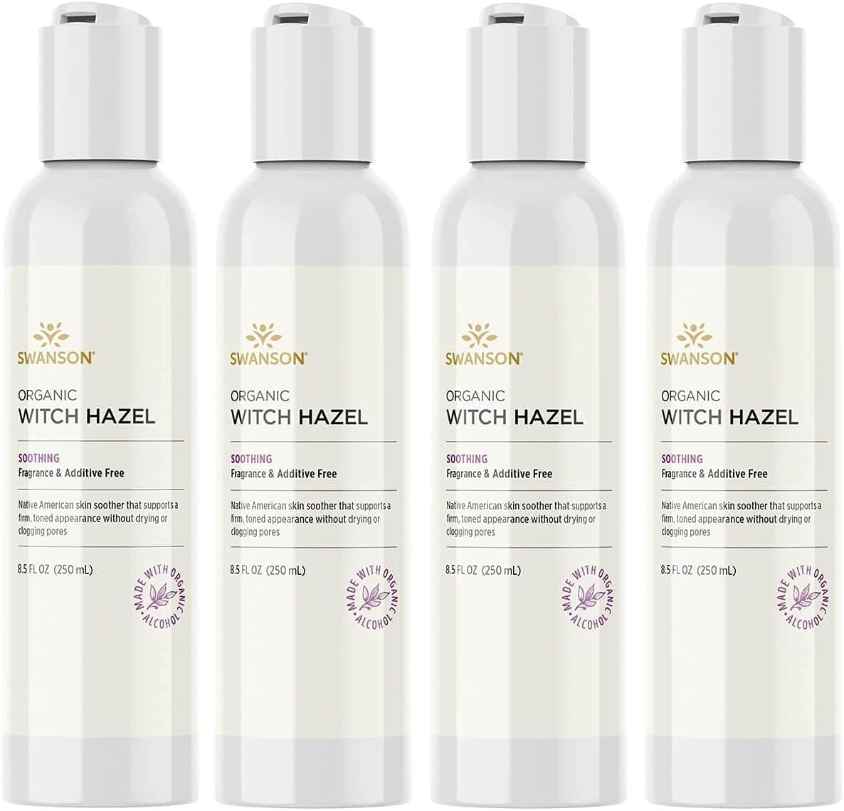 Swanson Natural Organic Witch Hazel Facial Toner 8.5 Fl Ounce (250 Ml) Liquid (4 Pack)