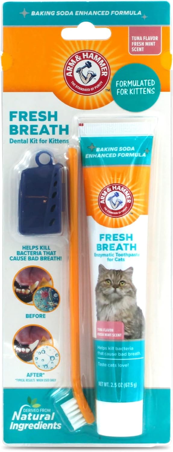 Arm & Hammer Cat Dental Kit - Toothbrush, Toothpaste And Oral Care For Kittens With Tuna And Fresh Mint Flavors