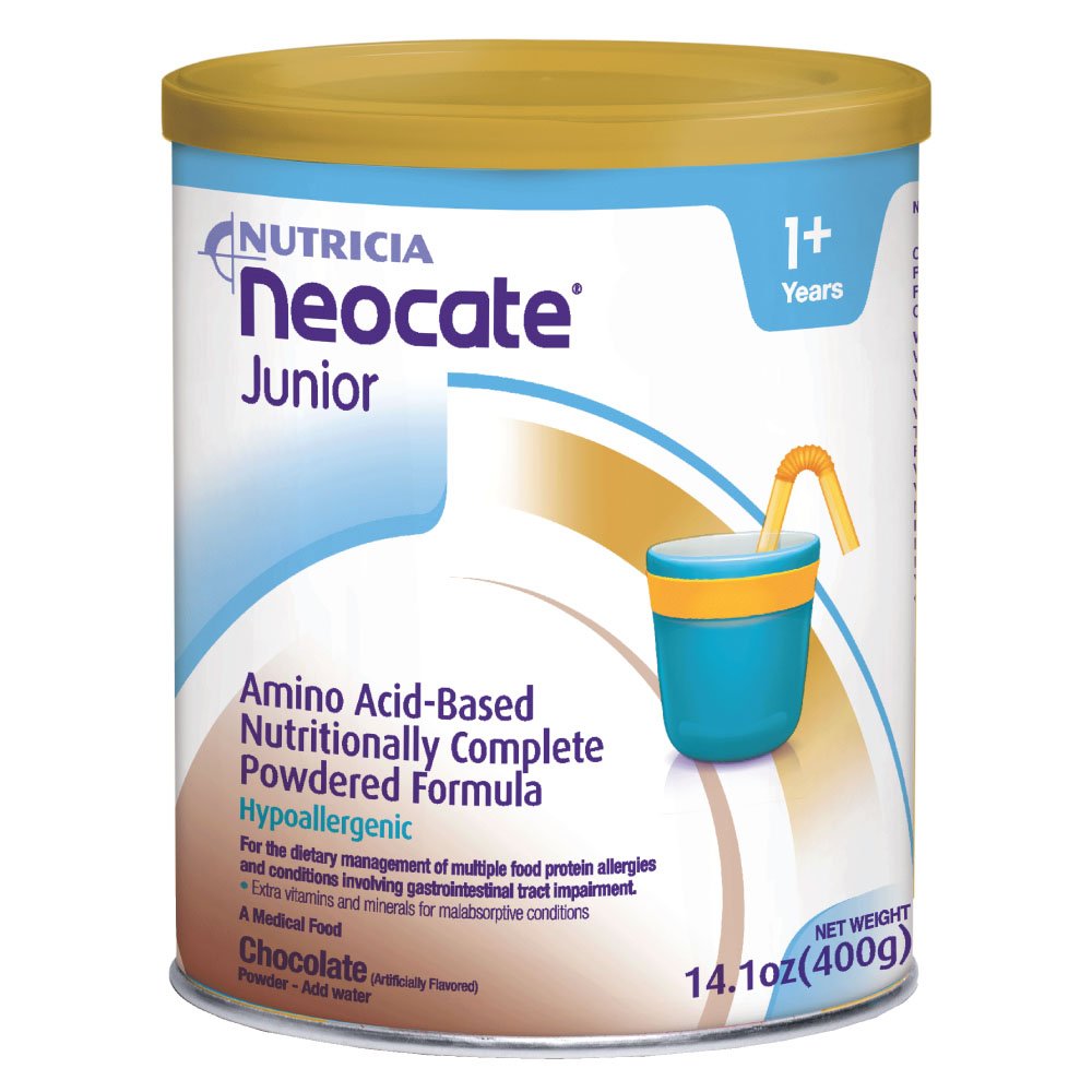 Neocate Junior - Powdered Hypoallergenic, Amino Acid-Based Toddler And Junior Formula - Chocolate - 14.1 Oz Can (Case Of 4)