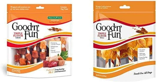Good'n'Fun Triple Flavored Rawhide Kabob & Wing Treats for Dogs : Pet Supplies