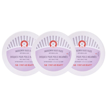 First Aid Beauty - Ingrown Hair Pads With Bha + Aha - Aftershave Treatment Pads Help Men & Women Prevent Razor Bumps, Exfoliate Underarms & Bikini Area, Compostable For Daily Use - 3Ct, 84 Pads Total