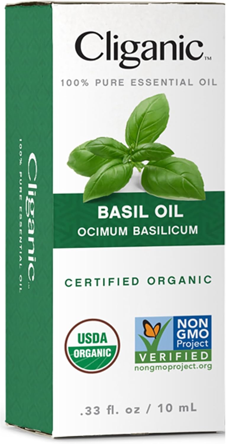 Cliganic Organic Basil Essential Oil, 100% Pure Natural for Aromatherapy | Non-GMO Verified : Health & Household