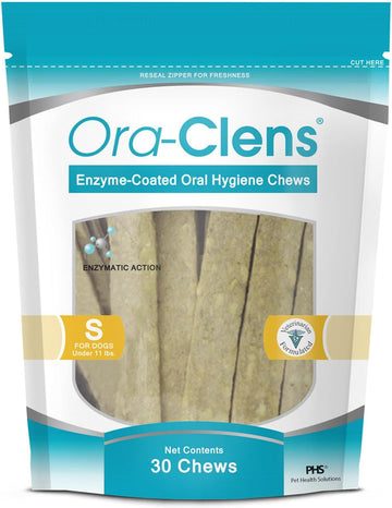 Oral Hygiene Chews For Small Dogs - Cleans Teeth And Freshens Breathe - Coated With Enzymes - Prevents Plaque & Bacteria Build Up - 30 Chews