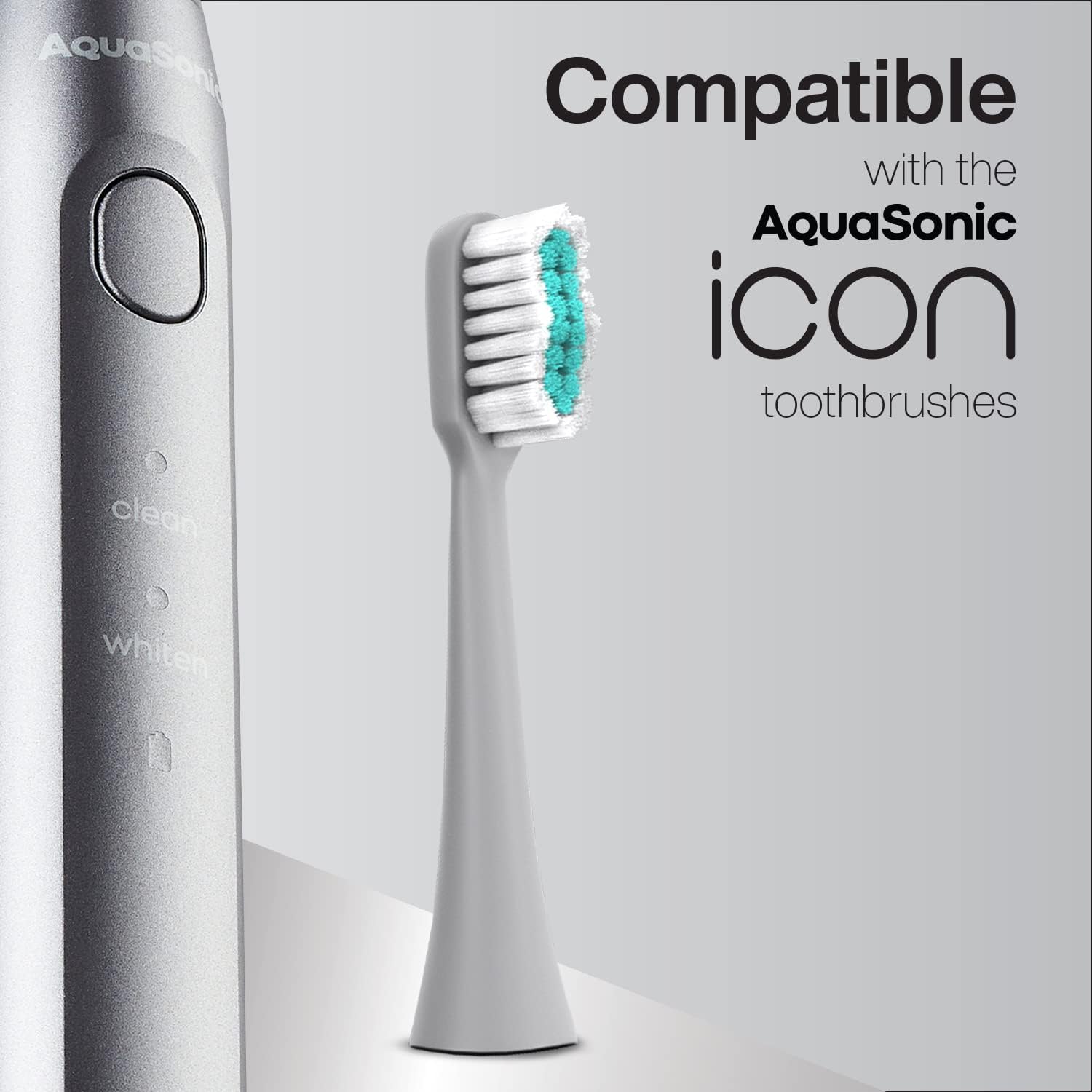 Aquasonic Icon Replacement Brush Heads | Compatible With Aquasonic Icon Toothbrush | 2 Brush Heads | For Normal & Sensitive Teeth (Stone) : Health & Household