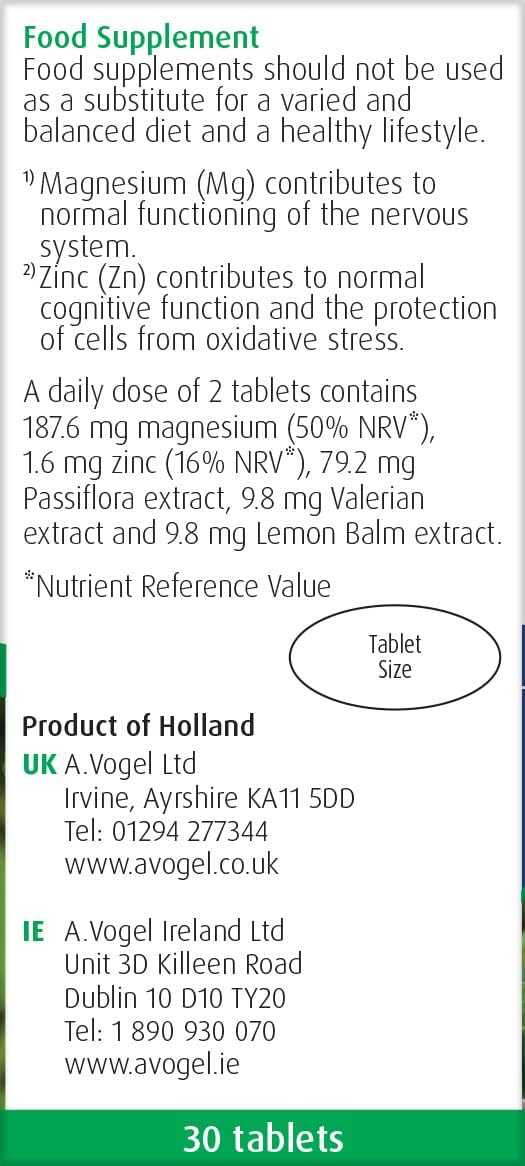 A.Vogel Passiflora Complex 30 Tablets | Supports Relaxation | Extracts of Passion Flower, Lemon Balm, Magnesium for Nervous System & Zinc to Protect Cells from Oxidative Stress : Amazon.co.uk: Health & Personal Care
