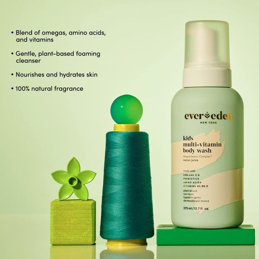 Evereden Multi-Vitamin Kids Body Wash (12.7 fl.oz., Melon Juice): Plant-Based and Natural Kids Body Wash Sensitive Skin Nourishment & Hydration Formula | Organic Non-Toxic Body Wash for Kids |