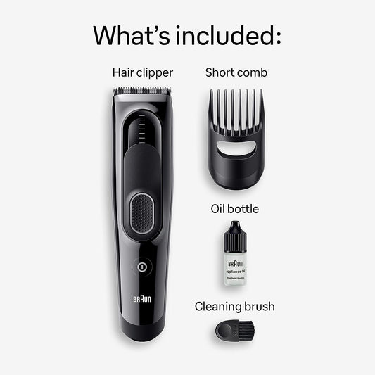 Braun Hair Clippers Series 5 5310, Hair Clippers For Men, Hair Clip From Home With 9 Length Settings, Incl. Memory Safetylock Recall Setting, Ultra-Sharp Blades, 2 Combs