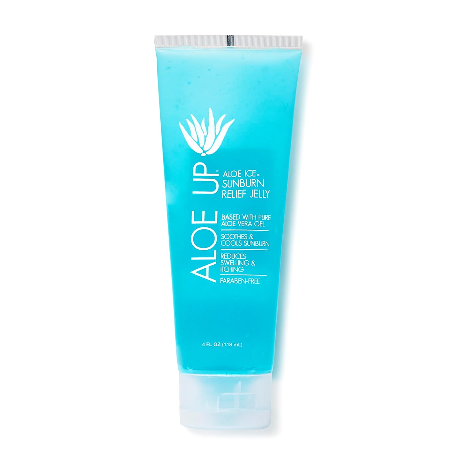 ALOE UP Aloe Ice Sunburn Relief Jelly - Face and Body Organic After Sun Gel - With 96.6% Pure Aloe Vera Gel and 2% Anesthetic Lidocaine - Reef Safe - Alcohol- and Fragrance-Free - 4 Oz