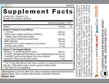 Evogen Evoburn - Thermogenic Fat Burner For Men & Women | Energy, Focus, & Appetite Control | Advanced Metabolism Booster Fat Burner Formula With Mitoburn & Caffeine | Orange Sunrise | 30 Servings : Health & Household