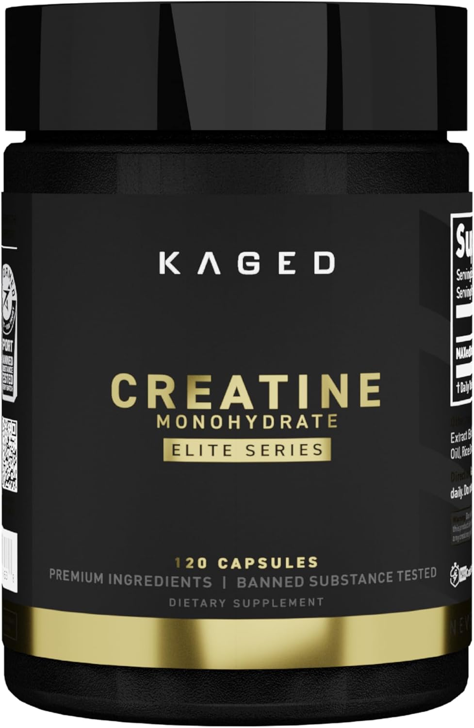 Kaged Creatine Monohydrate Elite Capsules Unflavored Muscle Recovery And Growth Supplement For Men & Women, Vegan, Easily Digestible, Gluten Free, No Sugar Added